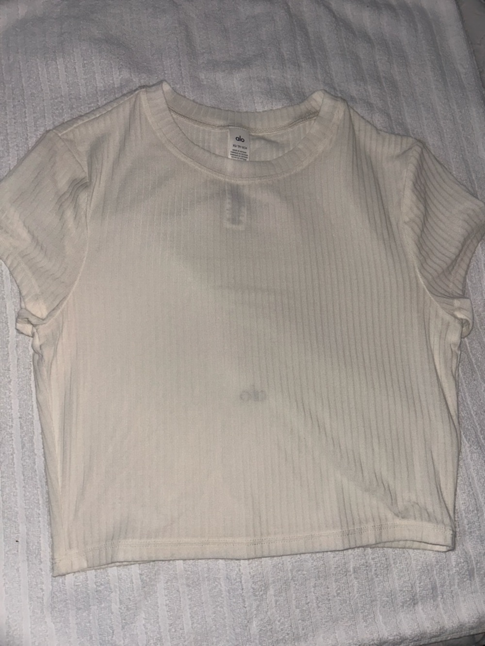 ALO Ribbed Sea Coast Cropped Short Sleeve Tee